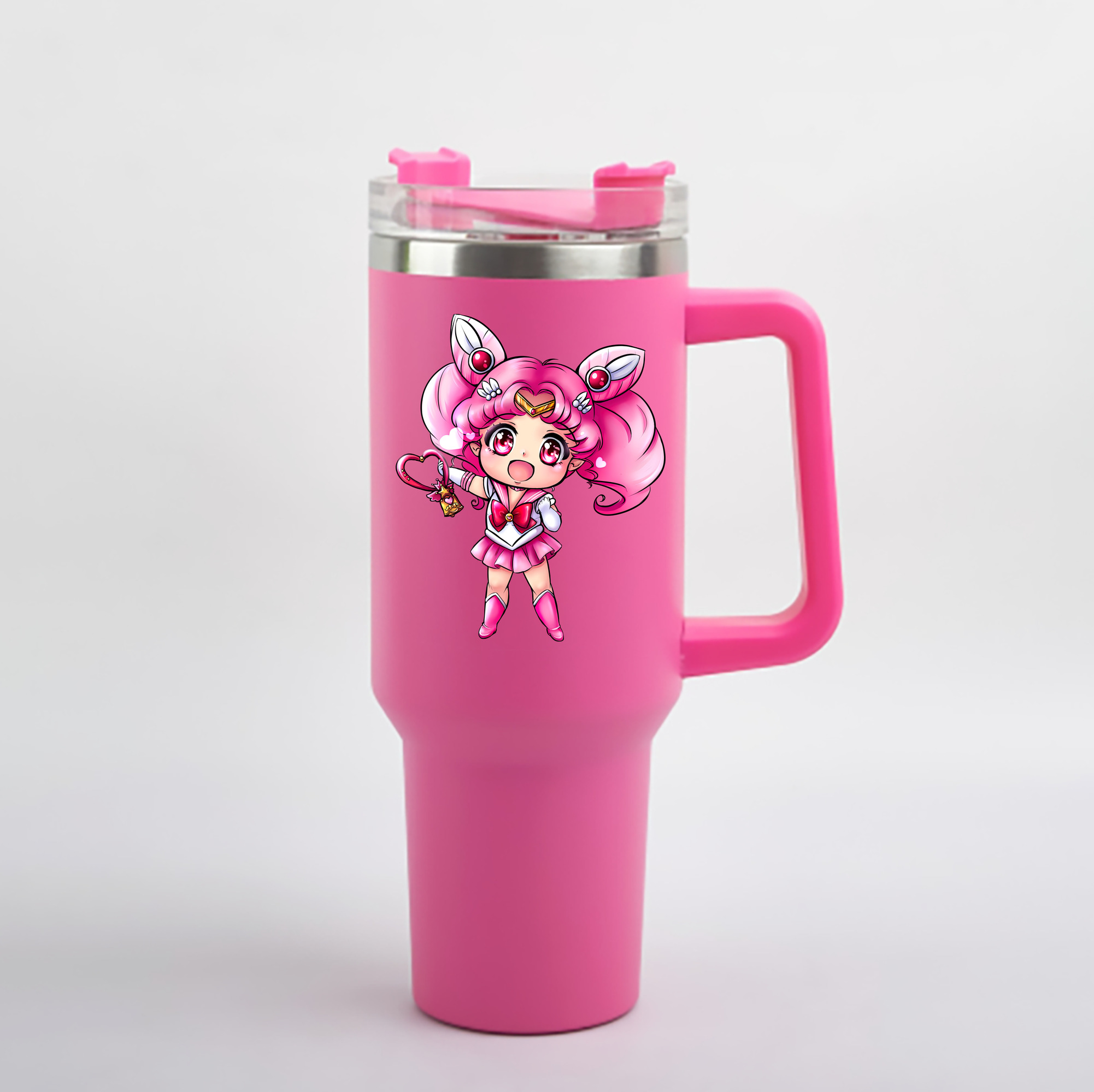 （画像用） 美少女戦士セーラームーン ちびうさ Sailor Moon Chibiusa Tsukino Usagi Small Lady Serenity 1200mL車用タンブラー - クリスタルステッカー（プラスチックストロー付き）